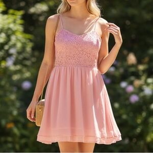 PRINCESS VERA Lace Pink A-Line Dress Soft Girl Coquette‎ Romantic Ballet Style
